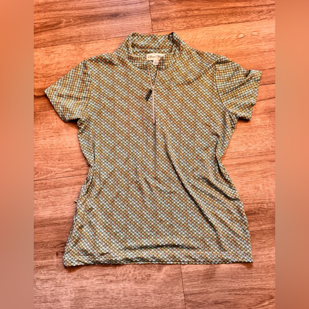 Sport Haley Tan Fitted Buttoned Polo Blouse